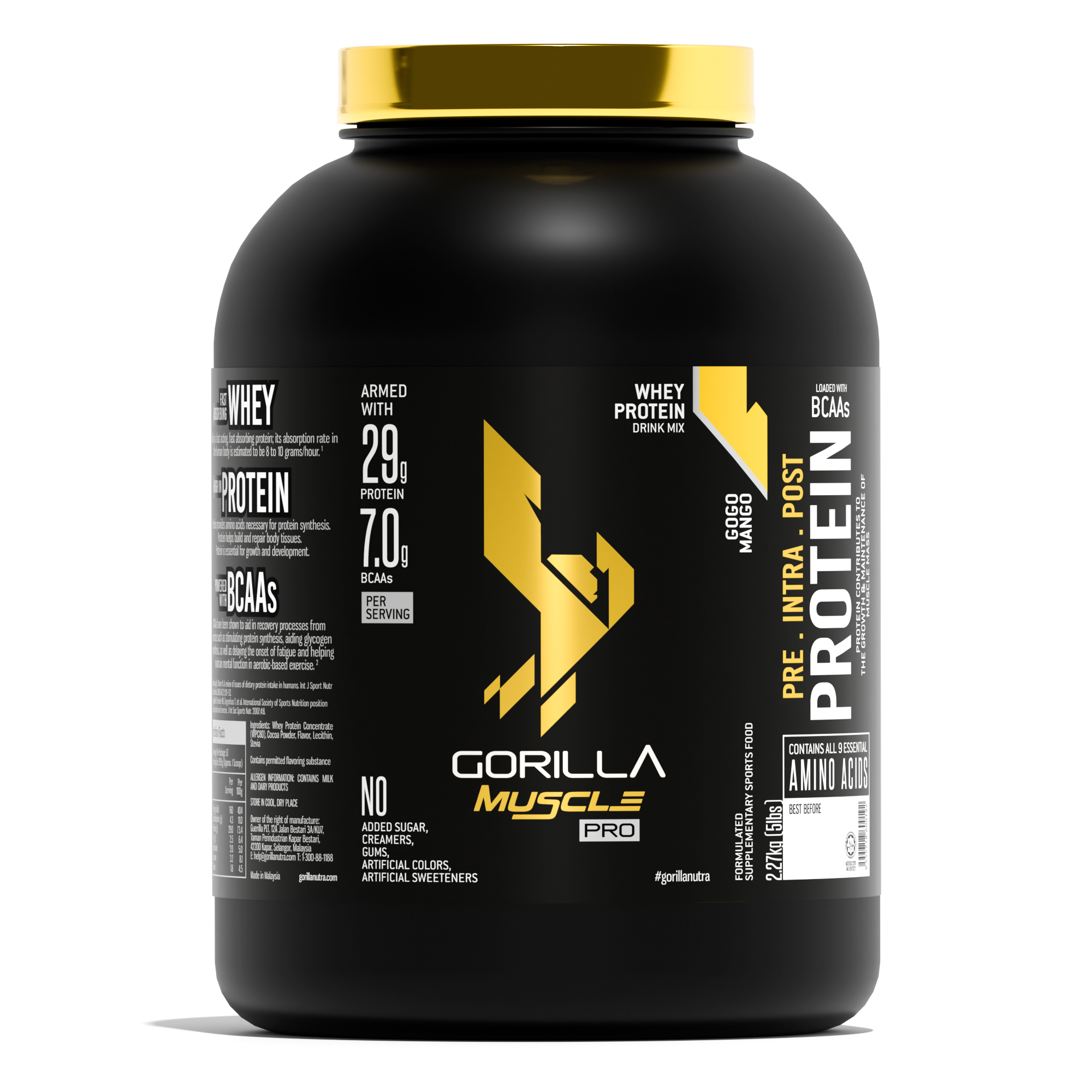 GORILLA Muscle PRO Whey Protein 1kg (2.2lbs) - 2.27kg (5lbs)
