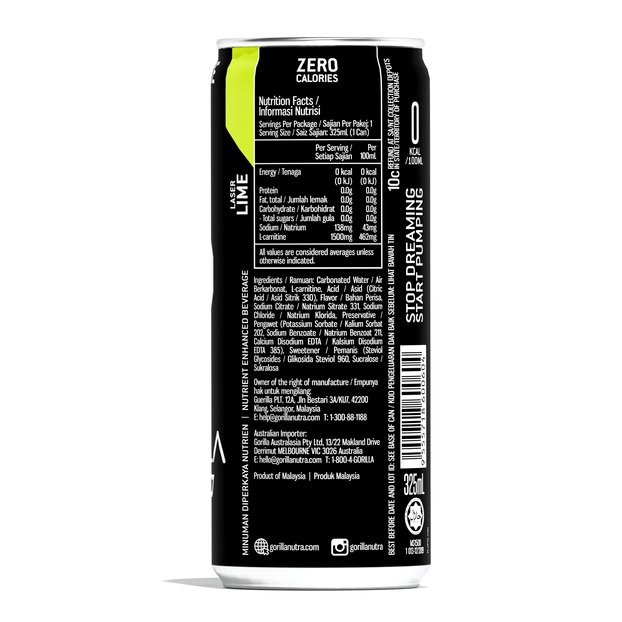 GORILLA Shredd Laser Lime 325mL x 24 Cans/Carton